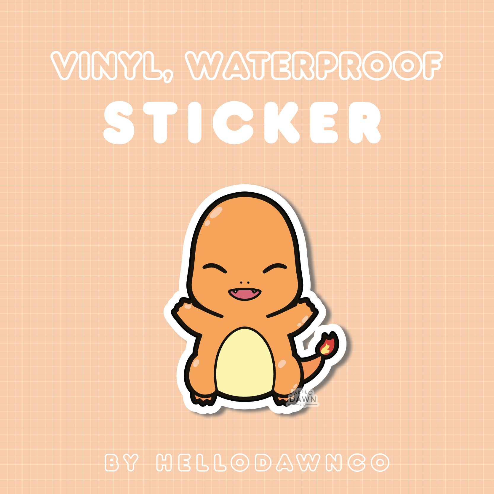 #004 Fire Lizard Vinyl Waterproof Sticker