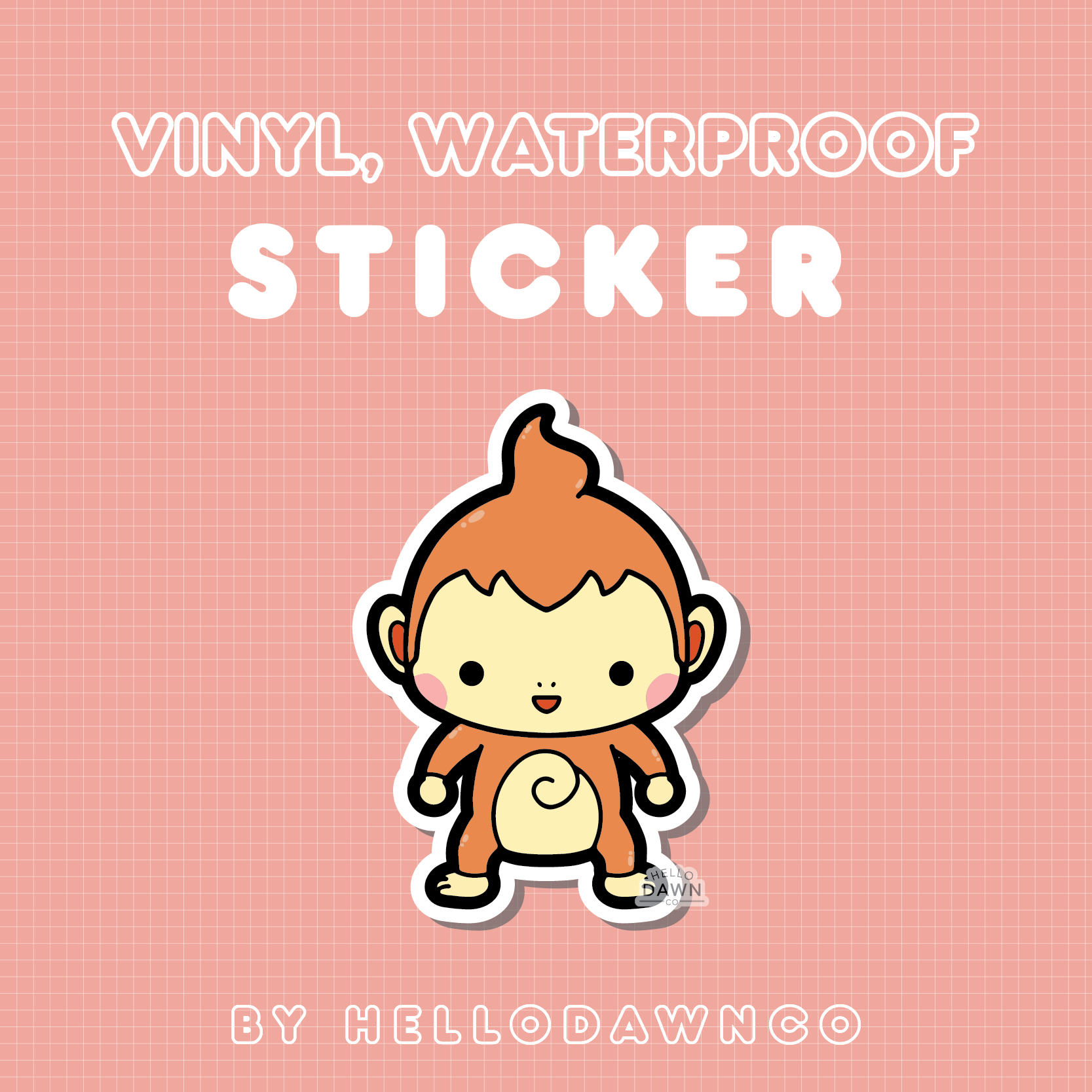 #390 Fire Monkey Vinyl Waterproof Sticker