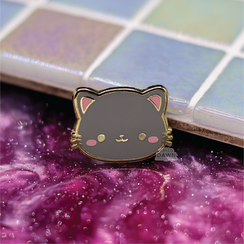 Grey Cat Enamel Pins