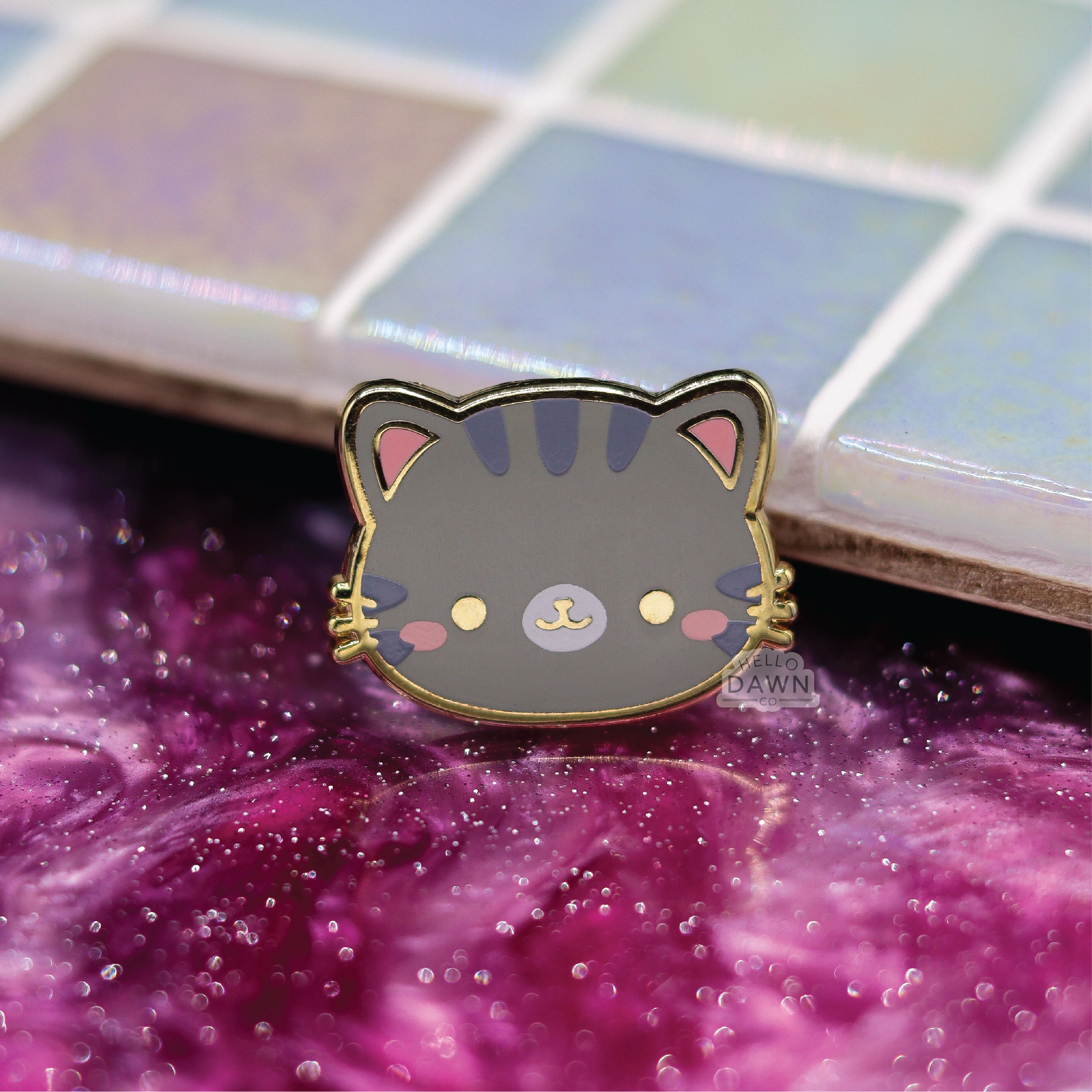 Grey Tabby Cat Enamel Pins