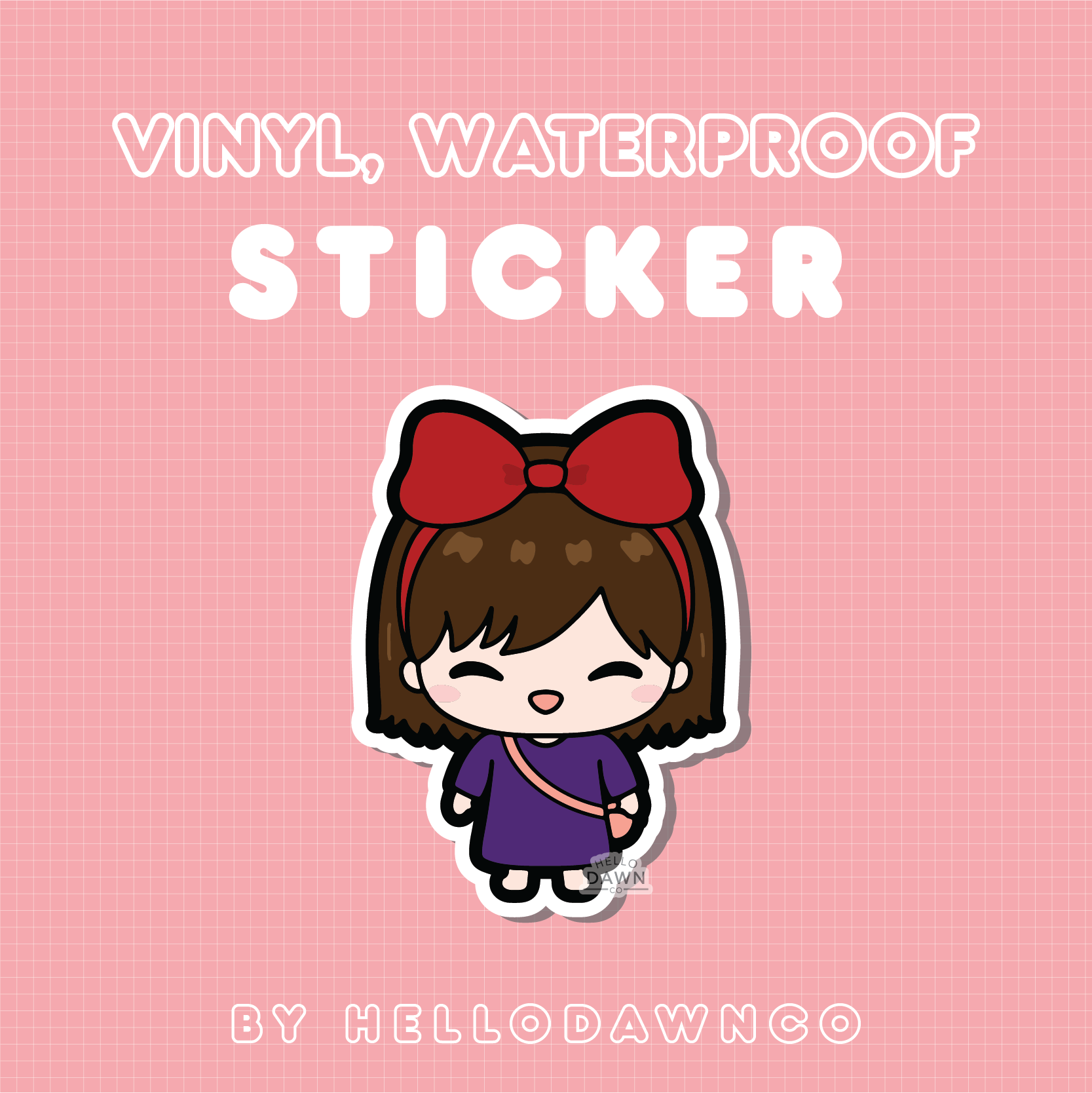 Red Bow Witch Vinyl Waterproof Sticker