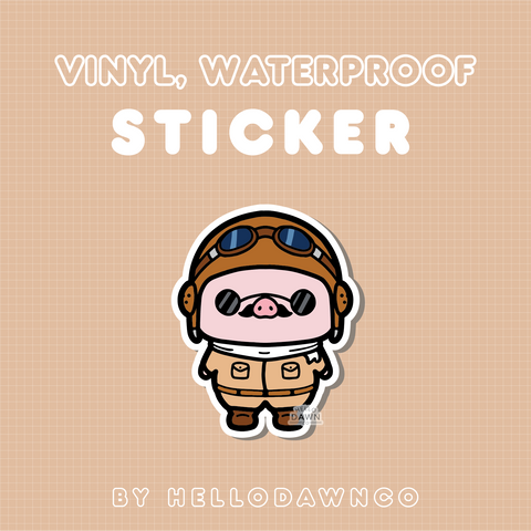 Pilot Pig Vinyl Waterproof Sticker