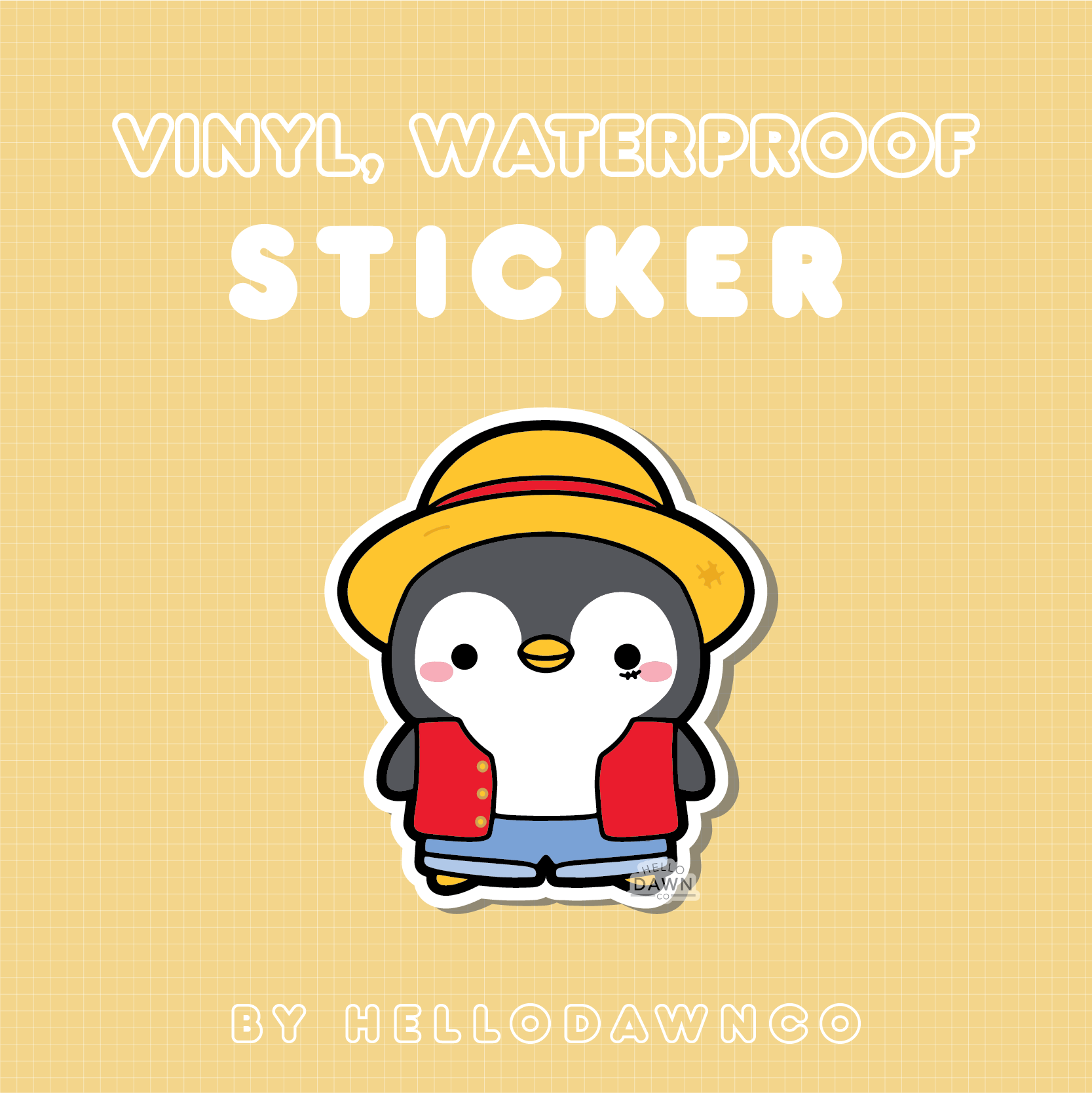 Straw Hat Captain Penguin Vinyl Waterproof Stickers