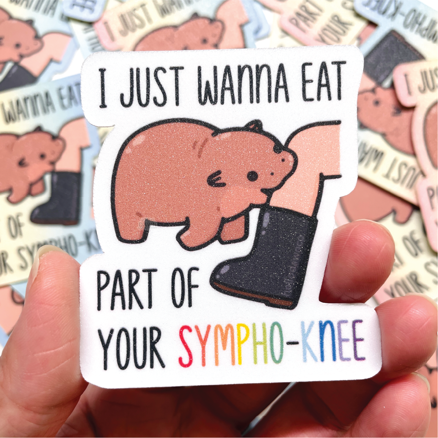 Hippo Sympho-knee Sandy Glitter Vinyl Waterproof Sticker