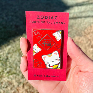 Fortune Lucky Cat Red Envelope Enamel Pins