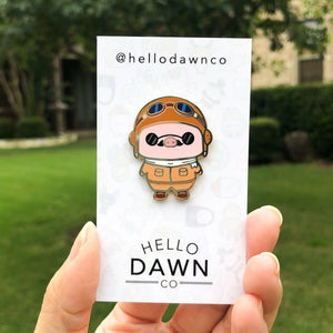 Pilot Pig Enamel Pins